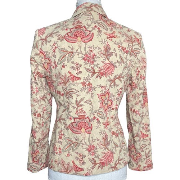Silk Blend Floral Jacket 6P Petite 6 Button-up Talbots Lotus Cotton Textured - Picture 2 of 15
